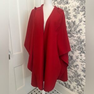 Girasol vintage red wool hooded wrap cape. One size. Very good vintage condition